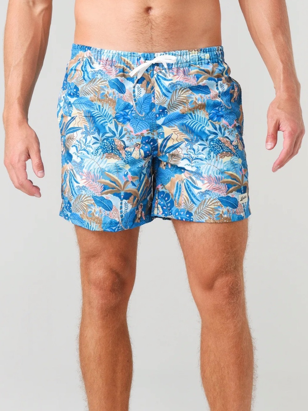Bather Multicolor Tropical Foilage Print Men’s Swim Trunks Size Large Pool Beach